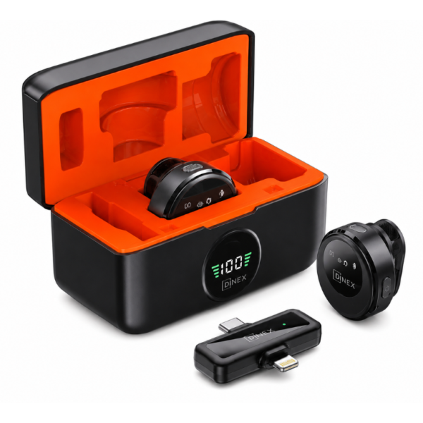 Microphone Sans Fil DINEX F15-2 – Micro Cravate Wireless avec Boîtier de Charge